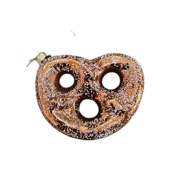 New Brown Glass Salted Pretzel Food Christmas Tree Ornament Decor Funny Gift - Picture 3 of 3